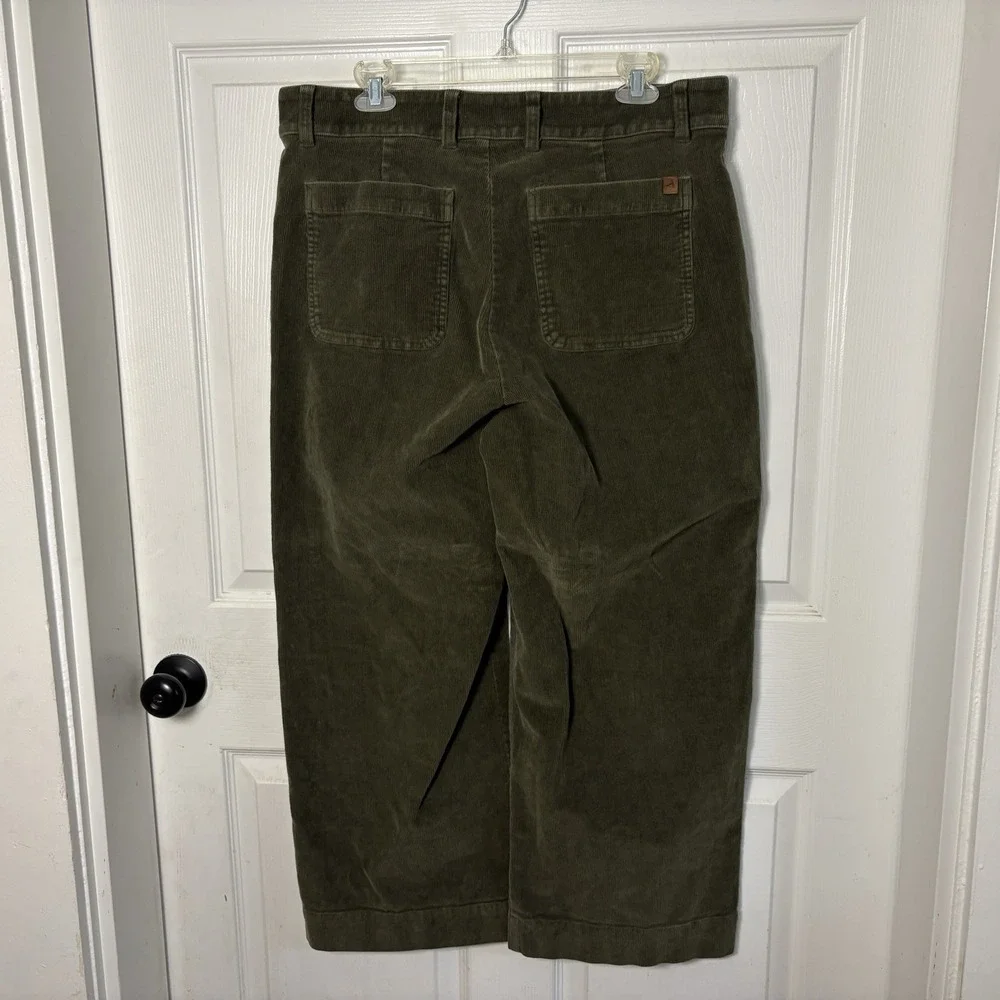 Orvis Corduroy Ultra Wide Leg High Waisted Pants Women's 16 Tarragon Green